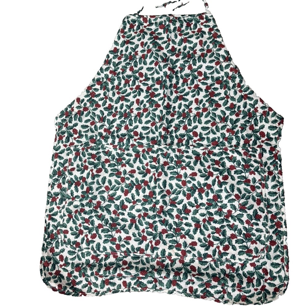 Longaberger ~Christmas Apron~ Traditional Holly Berry w/ Pockets